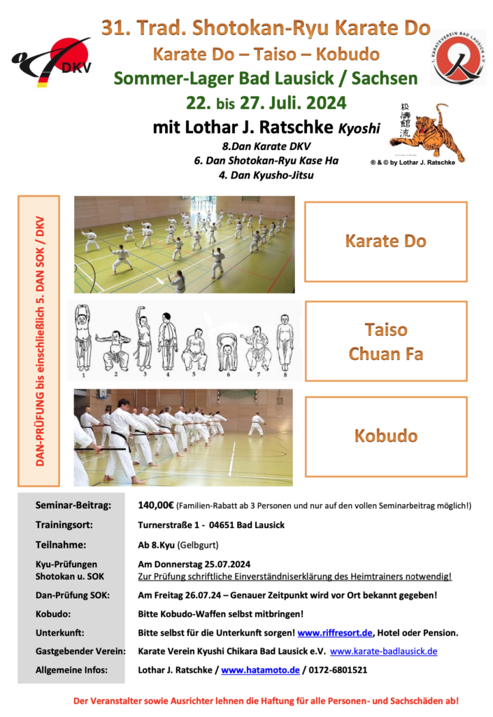 31. Traditionelles Sommerlager 2024 mit Sensei Lothar J. Ratschke
